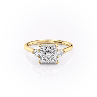 Bague de fiançailles à trois pierres en moissanite de forme princesse de 2,08 ct