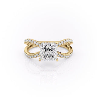 Bague de fiançailles avec halo caché en moissanite de forme princesse de 2,08 ct