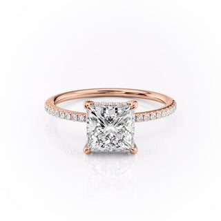 Bague de fiançailles solitaire en moissanite de forme princesse de 2,08 ct