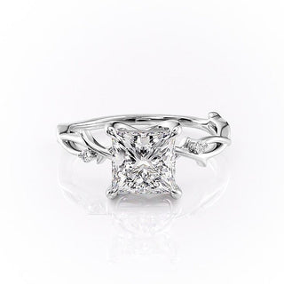 2.08 CT Princess Cut Solitaire Twig Style Moissanite Engagement Ring