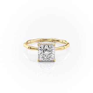 Bague de fiançailles avec halo caché en moissanite de forme princesse de 2,08 ct