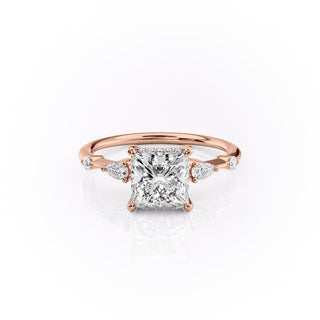 Bague de fiançailles avec halo caché en moissanite de forme princesse de 2,08 ct