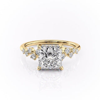 Bague de fiançailles solitaire en moissanite de forme princesse de 2,08 ct