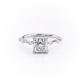 Bague de fiançailles avec halo caché en moissanite de forme princesse de 2,08 ct