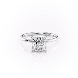 Bague de fiançailles solitaire en moissanite taille princesse de 2,08 ct