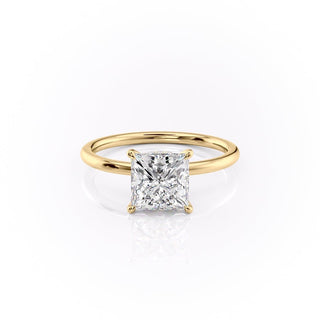 Bague de fiançailles solitaire en moissanite taille princesse de 2,08 ct