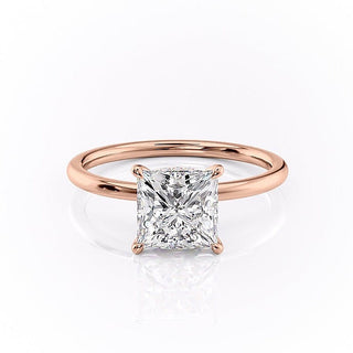 Bague de fiançailles solitaire en moissanite taille princesse de 2,08 ct