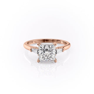 Bague de fiançailles à trois pierres en moissanite de forme princesse de 2,08 ct