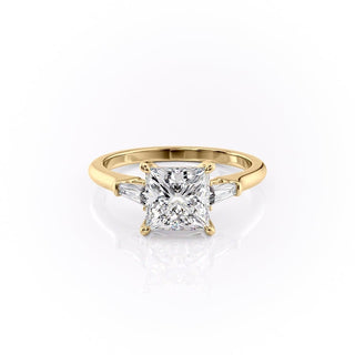 Bague de fiançailles à trois pierres en moissanite de forme princesse de 2,08 ct