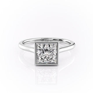 2.08 CT Princess Shaped Moissanite Hidden Halo Engagement Ring