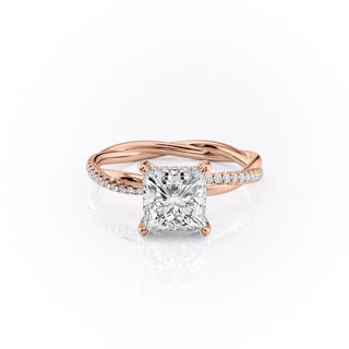 Bague de fiançailles avec halo caché en moissanite de forme princesse de 2,08 ct