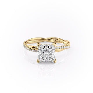 Bague de fiançailles avec halo caché en moissanite de forme princesse de 2,08 ct