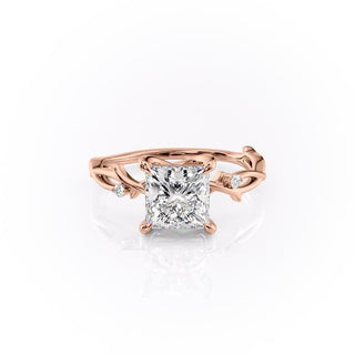 2.08 CT Princess Shaped Moissanite Twig Style Engagement Ring