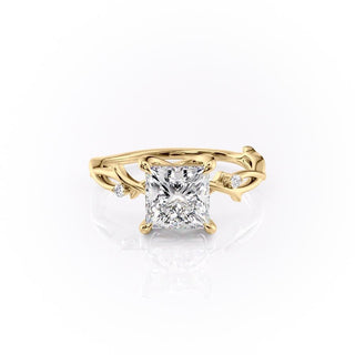 2.08 CT Princess Shaped Moissanite Twig Style Engagement Ring