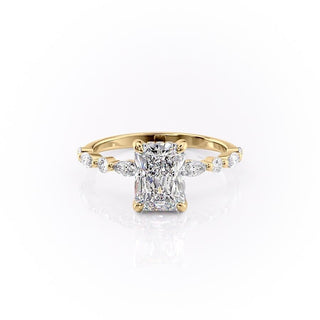 2.1 CT Radiant Shaped Stones Solitaire Diamond Engagement Ring