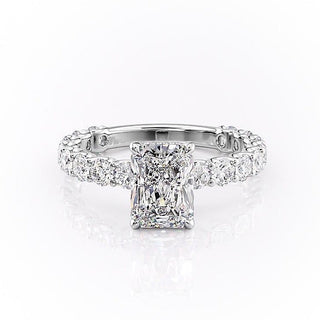 Bague de fiançailles en moissanite à taille radiante et sertie d'un solitaire pavé de 2,1 ct