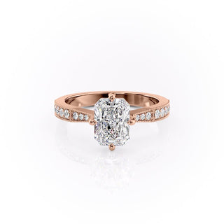 Bague de fiançailles en moissanite à taille radiante et sertie d'un solitaire pavé de 2,1 ct