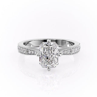 2.1 CT Radiant Cut Solitaire Pave Setting Moissanite Engagement Ring