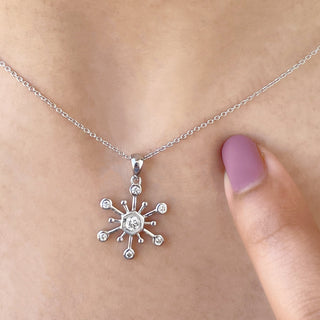 0.25 TCW Round Cut Unique Snowflake Moissanite Diamond Necklace