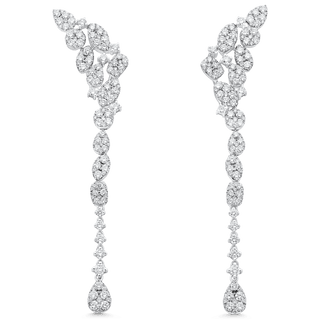 Boucles d'oreilles pendantes en grappe de diamants et moissanite ronde 3,64 TCW