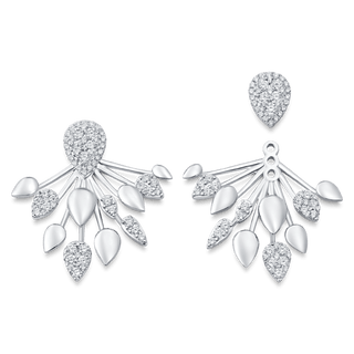 Boucles d'oreilles à oreille en diamant et moissanite ronde de 1,92 TCW