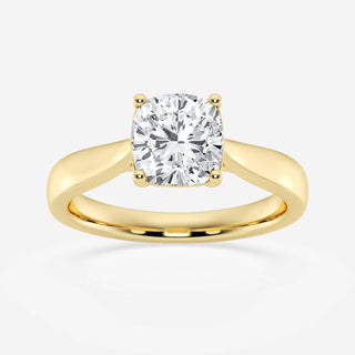 3.0CT Cushion Cathedral Set Moissanite Diamond Solitaire Engagement Ring In 14K Solid Gold