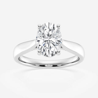 Bague de fiançailles solitaire en diamant moissanite ovale de 2,0 ct avec monture cathédrale