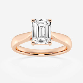 Bague de fiançailles solitaire en diamant et moissanite taille émeraude 2,0 ct pour femme