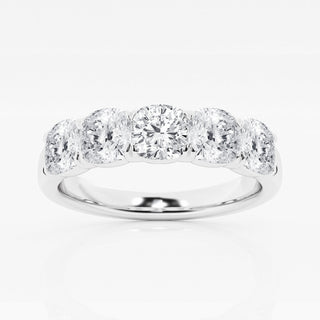 Cushion F-VS2 Lab Grown Diamond Five Stone Wedding Band