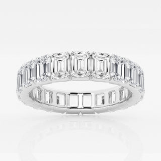 Alliance de mariage éternité en or massif avec diamants synthétiques F-VVS et émeraude 