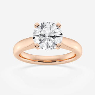 Bague de fiançailles solitaire en or massif 14 carats avec diamant rond en moissanite de 2,0 ct pour femme