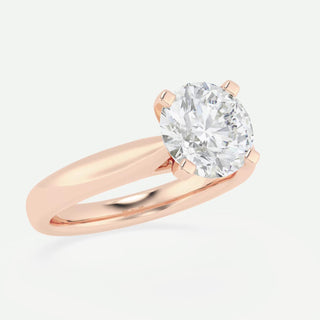 Bague de fiançailles solitaire en or massif 14 carats avec diamant rond en moissanite de 2,0 ct pour femme