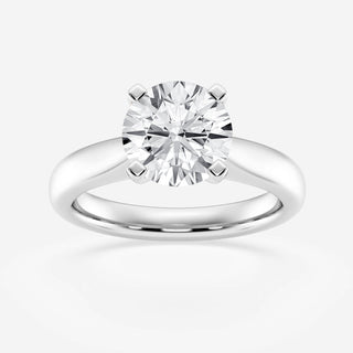 Bague de fiançailles solitaire en or massif 14 carats avec diamant rond en moissanite de 2,0 ct pour femme