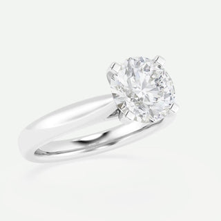 Bague de fiançailles solitaire en or massif 14 carats avec diamant rond en moissanite de 2,0 ct pour femme