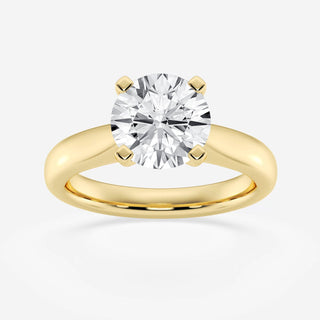 Bague de fiançailles solitaire en or massif 14 carats avec diamant rond en moissanite de 2,0 ct pour femme