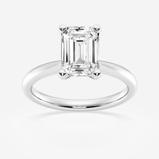 Bague de fiançailles en diamant Moissanite taille émeraude 2,0 ct pour femme avec monture solitaire