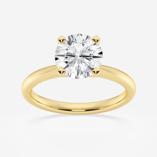 Bague de fiançailles solitaire en or massif avec diamant rond en moissanite de 2,0 ct pour femme