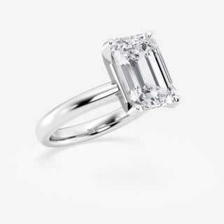 4.0CT Emerald Cut Moissanite Diamond Solitaire Engagement Ring In 18K Solid Gold