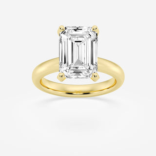 Bague de fiançailles solitaire en or massif 18 carats avec diamant moissanite taille émeraude de 4,0 ct