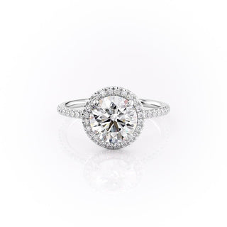 Bague de fiançailles halo en moissanite de forme ronde de 1,90 ct