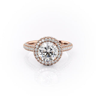 Bague de fiançailles halo en moissanite de forme ronde de 1,90 ct