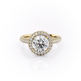 Bague de fiançailles halo en moissanite de forme ronde de 1,90 ct