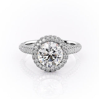 1.90 CT Round Shaped Moissanite Halo Engagement Ring