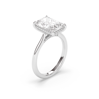 1.0-3.0 CT Radiant E-VVS1 Diamond Hidden Halo Engagement Ring