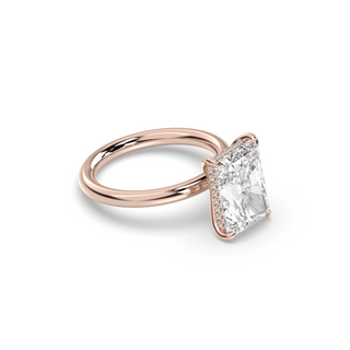 Bague de fiançailles avec halo caché en diamant radiant de 1,50 à 3,50 ct