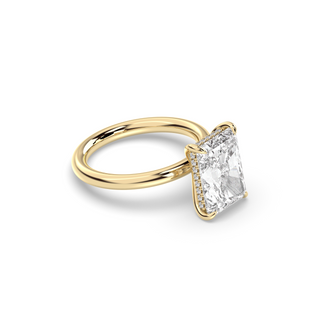 Bague de fiançailles avec halo caché en diamant radiant de 1,50 à 3,50 ct