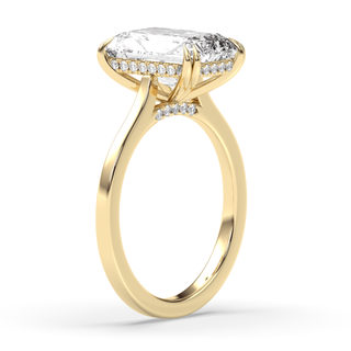 Bague de fiançailles avec halo caché en diamant radiant de 1,0 à 3,0 ct