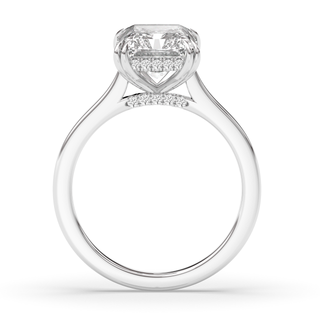 Bague de fiançailles avec halo caché en diamant radiant de 1,0 à 3,0 ct