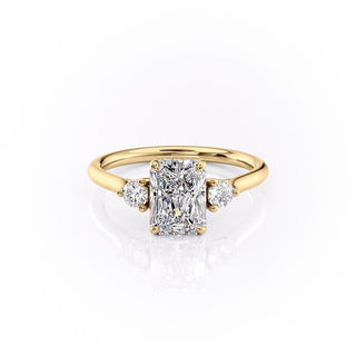 Bague de fiançailles en moissanite à trois pierres taille radiant de 2,10 ct