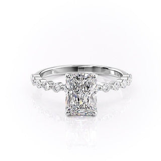 Bague de fiançailles en moissanite à sertissage pavé et solitaire radiant de 2,10 ct